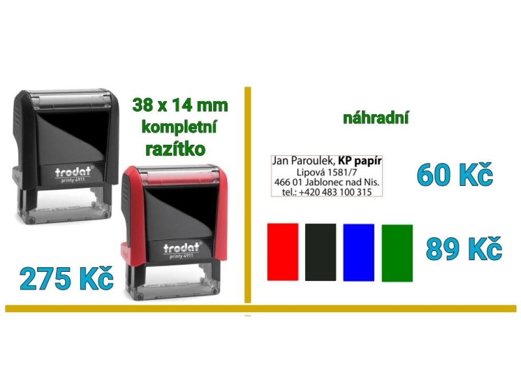 Razítko Trodat 4911, kompletní - černý strojek