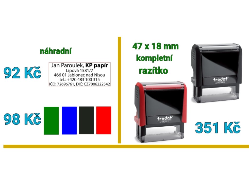 Razítko Trodat 4912 ORIGINAL, kompletní - černý strojek