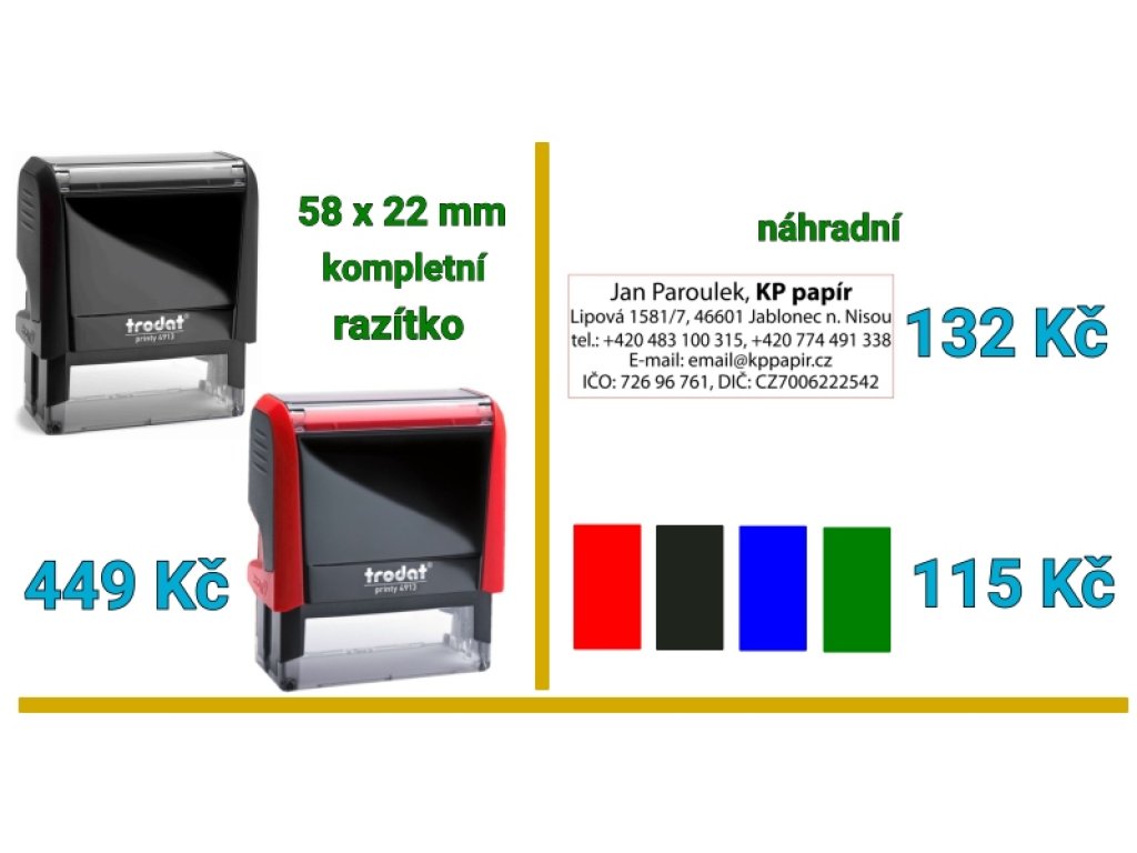 Razítko Trodat 4913, kompletní (58 x 22 mm) černý strojek