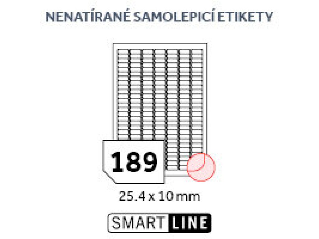 Samolepicí etikety SmartLine A4/ 25,4 x 10 bílé, 18900 etiket