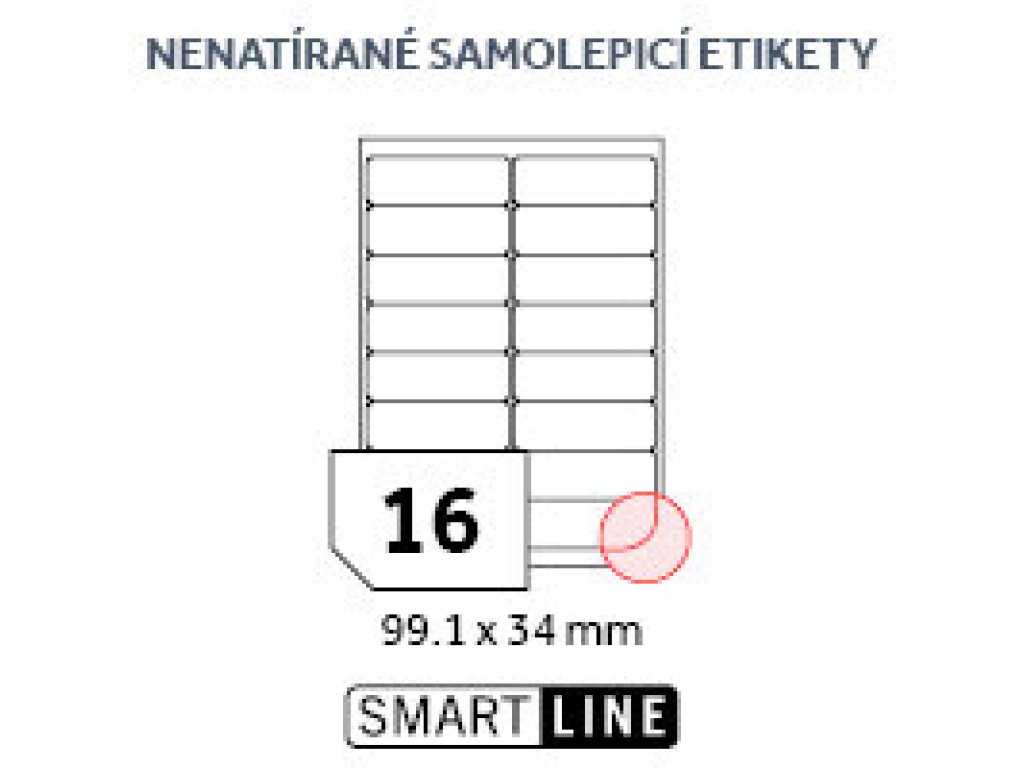 Samolepicí etikety SmartLine A4/ 99,1 x 34 bílé, 1600 etiket