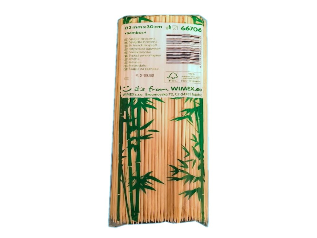 Špejle délka 30 cm hrocené, balení 200 ks, průměr 3 mm