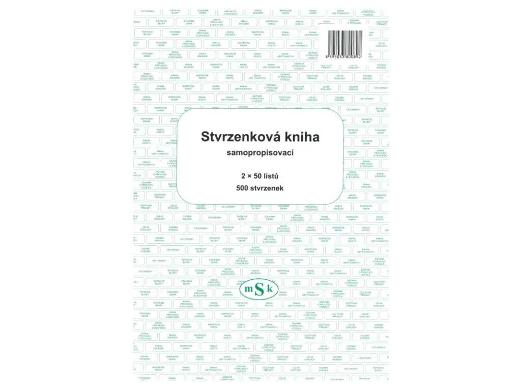 Stvrzenková kniha MSK 89, propisovací