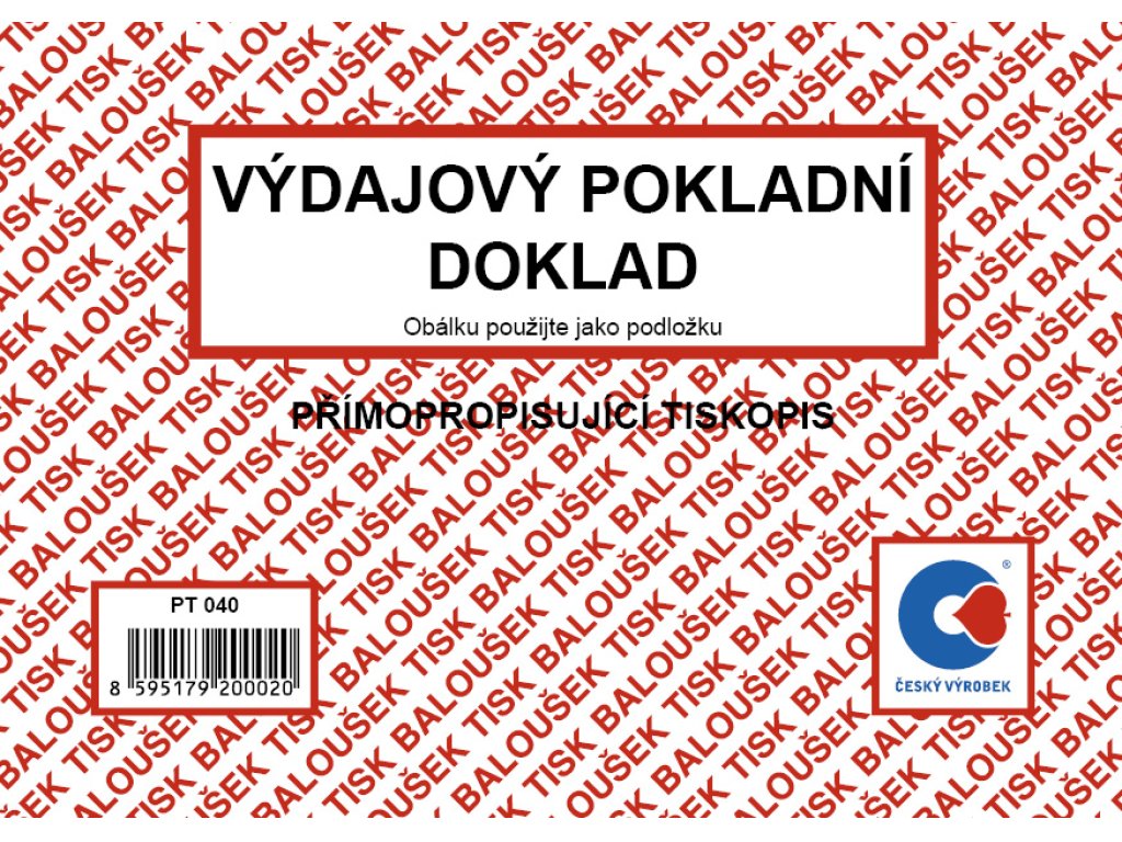 Výdajový pokladní doklad PT 040