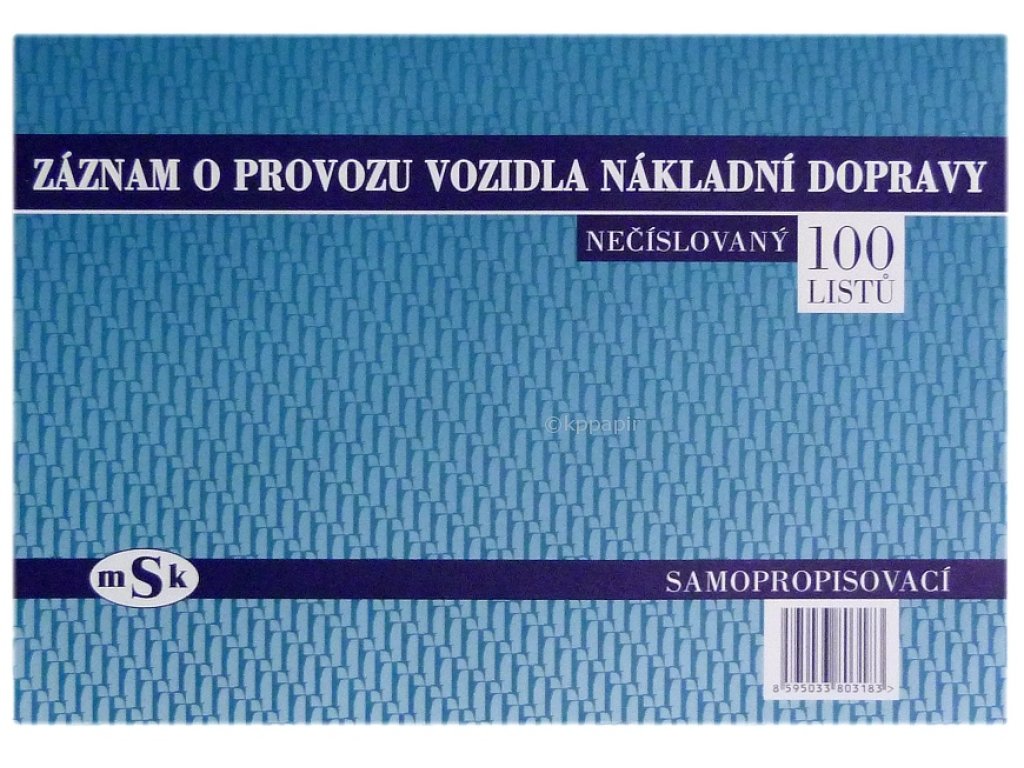 Záznam o provozu NV MSK 318, propisovací