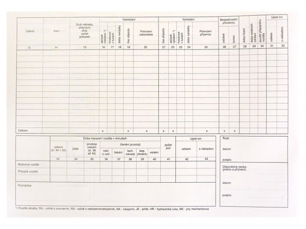 Záznam o provozu NV MSK 320