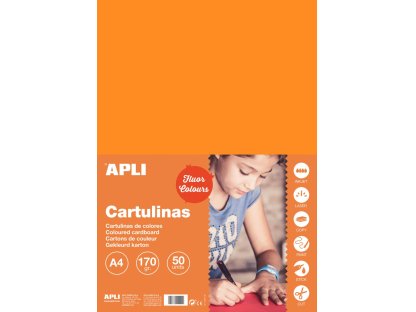 APLI barevný papír, A4, 170 g, fluo-oranžový - 50 ks