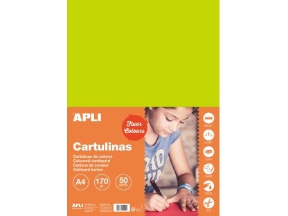 APLI barevný papír, A4, 170 g, fluo-zelený - 50 ks