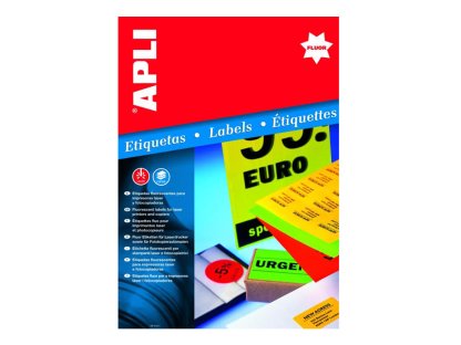 APLI univerzální etikety fluo, průměr 60 mm, žluté