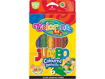 Colorino pastelky kulaté JUMBO, s ořezávátkem, 6 barev