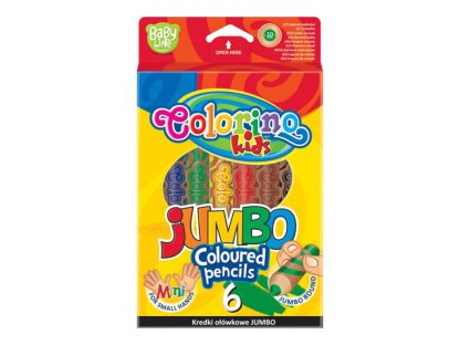 Colorino pastelky kulaté JUMBO, s ořezávátkem, 6 barev