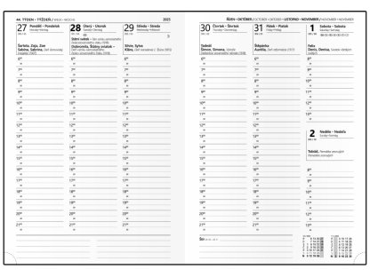 Diář 2025 týdenní A4 Tomáš BTT7-2-25 - černá