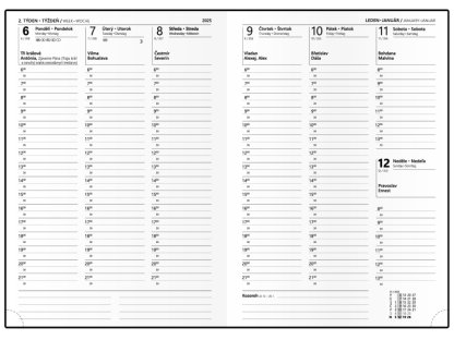 Diář 2025 týdenní A5 Oskar BTO6-25-25 petrolejová