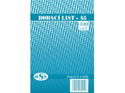 Dodací list A5 MSK 10