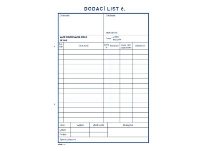 Dodací list A5 MSK 11, propisovací