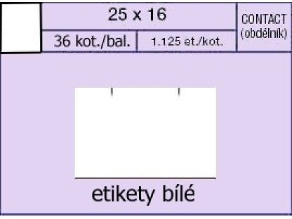 Etikety Contact 25 x 16 mm hranaté bílé