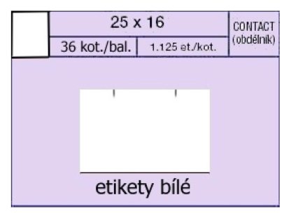 Etikety Contact 25 x 16 mm hranaté bílé