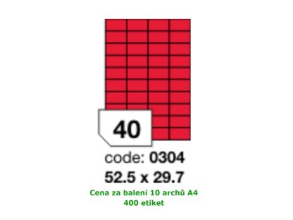 Etikety samolepicí RAY A4 52,5 x 29,7 červené, balení 10 archů