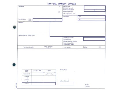 Faktura 2/3 A4 s rozpisem DPH MSK 39, propisovací 2