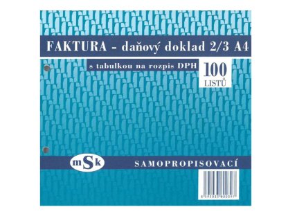 Faktura 2/3 A4 s rozpisem DPH MSK 39, propisovací