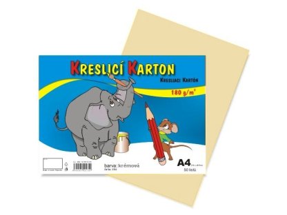 Karton barevný kreslicí A4 (210 x 297 mm), 50 listů/180g krémový