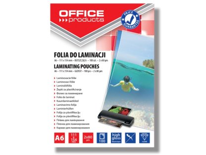 Laminovací fólie Office A6 80 mic, 100 ks lesklá