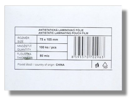 Laminovací fólie Standard A7 80 mic. (75x105) 100 ks lesklá