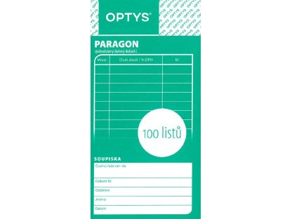 Optys 1070 Paragon obchodní nečíslovaný 100 listů