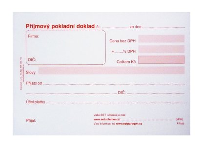 Příjmový pokladní doklad PT 020 2