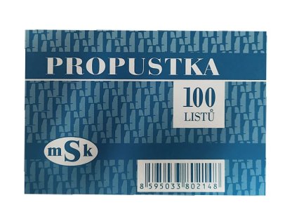 Propustka MSK 214, 100 listů