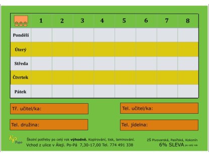 Rozvrh hodin A5,  KP Papír