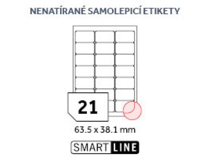 Samolepicí etikety SmartLine A4/ 63,5 x 38,1 bílé, 2100 etiket 2