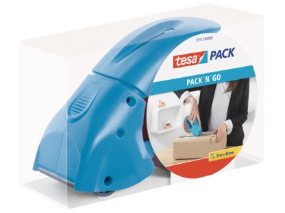 Tesa odvíječ pásky Pack-n-Go, s páskou, 50 m x 48 mm, modrý