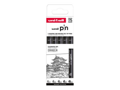 UNI PIN Classic, sada linerů, 5 ks, (0,1 mm/ 0,3 mm/ 0,5 mm/ 0,7 mm/ 0,9 mm), černá