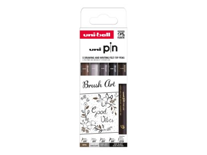 UNI PIN Creative Writting - Brush Art, sada linerů, 5 ks, (EFB/ BR), mix barev