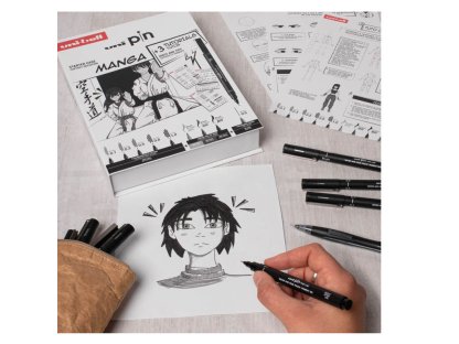 UNI PIN sada Manga - dárkový box, 8 linerů + SHALAKU mikrotužka, mix barev 2