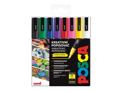 Uni Posca PC-3M sada popisovačů Posca, 8 ks, 0,9-1,3 mm, mix základních barev