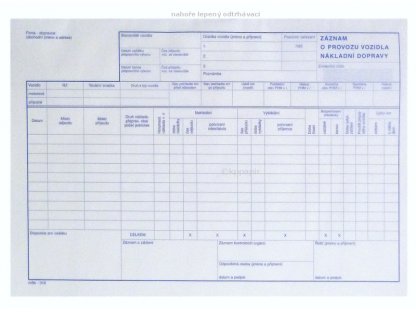 Záznam o provozu NV MSK 318, propisovací