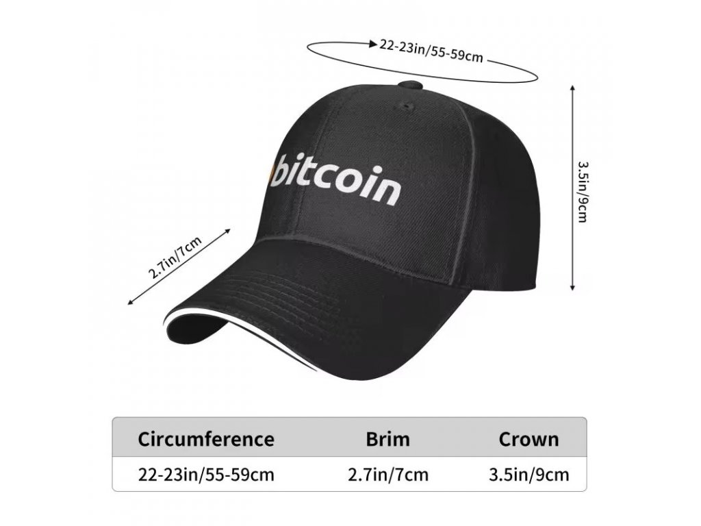 Bitcoinová originální baseballová čepice - Unisex Ochrana proti slunci BTC kšiltovka