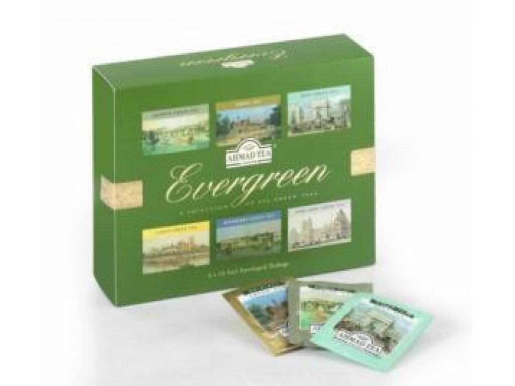AHMAD TEA LONDON Evergreen - čajový papírový prezentér 60 ks zelené variace