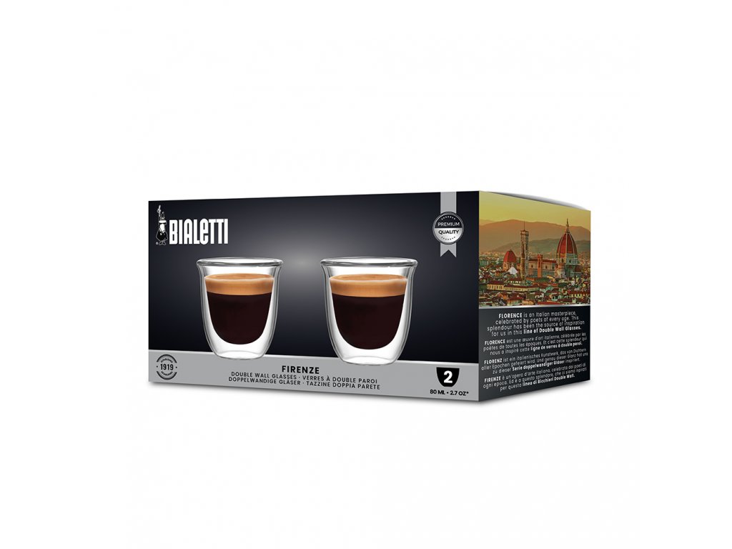 Bialetti set 2 sklenic Firenze 80 ml