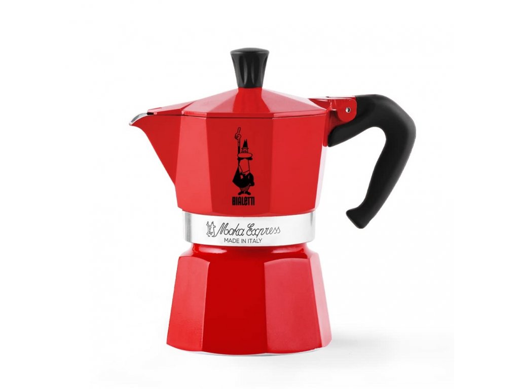 Bialetti Set Moka Express 3 porce červená + 3 červené šálky