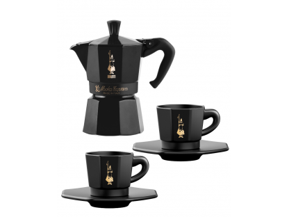 Bialetti set Moka Express 3 porce + 2 šálky černá