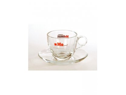 Caffe Molinari šálek skleněný na kávu cappucino s podšálkem 1 ks