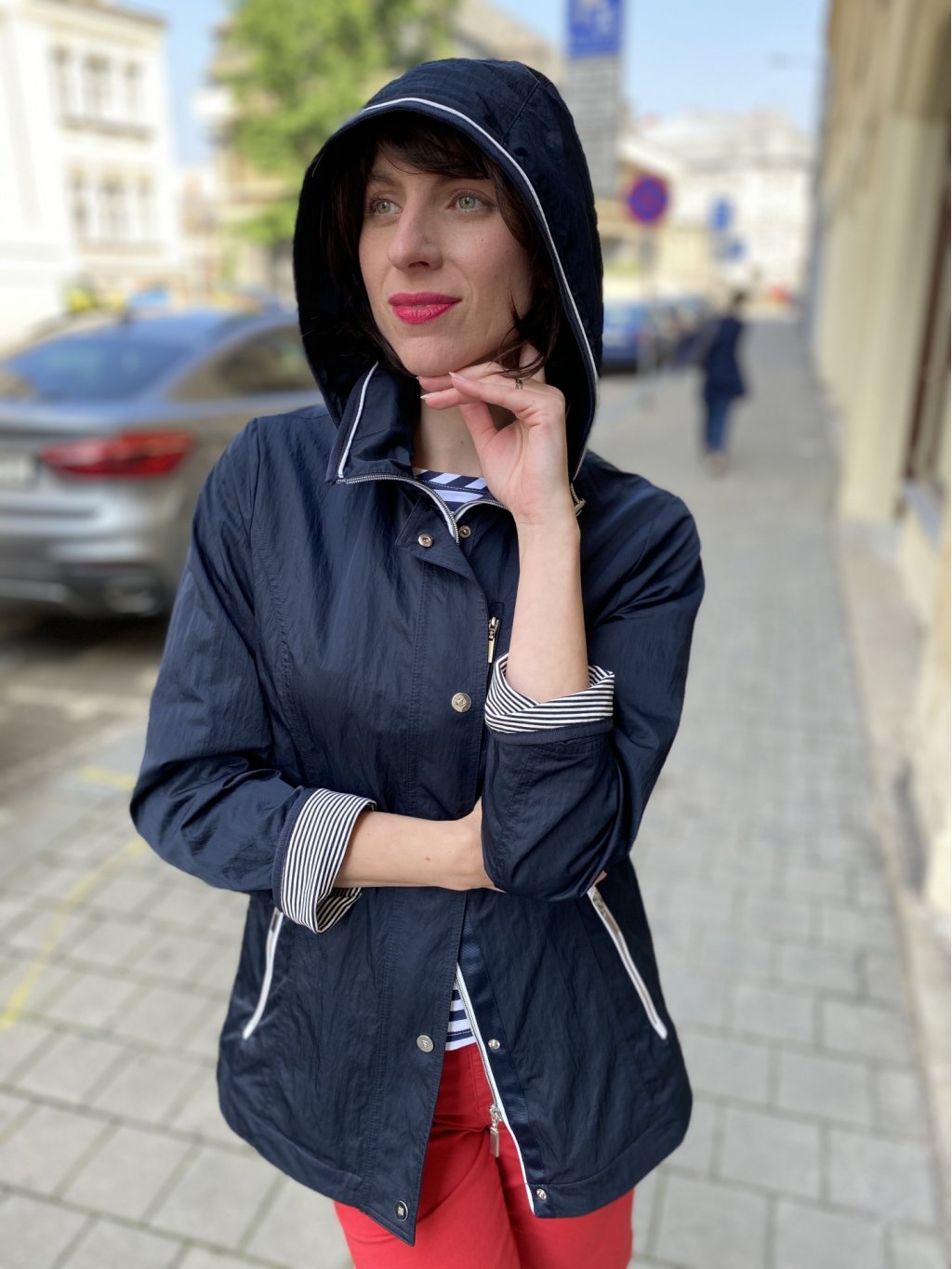 Bunda Happy Goose tmavě modrá s kapucí