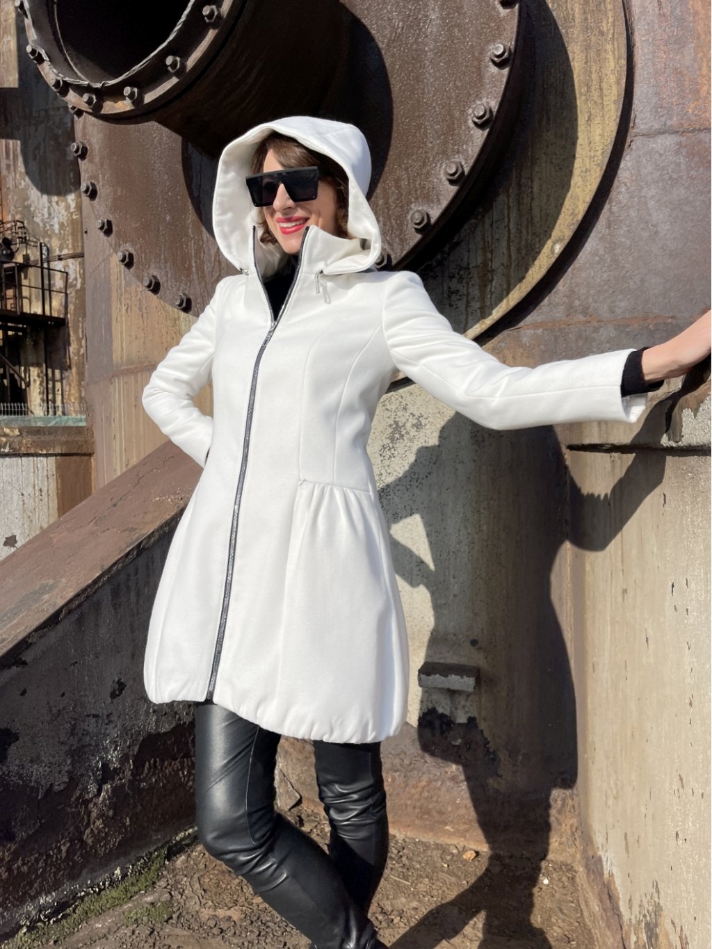 Kabát La Gabriella 5340-228 bílý na zip s kapucí