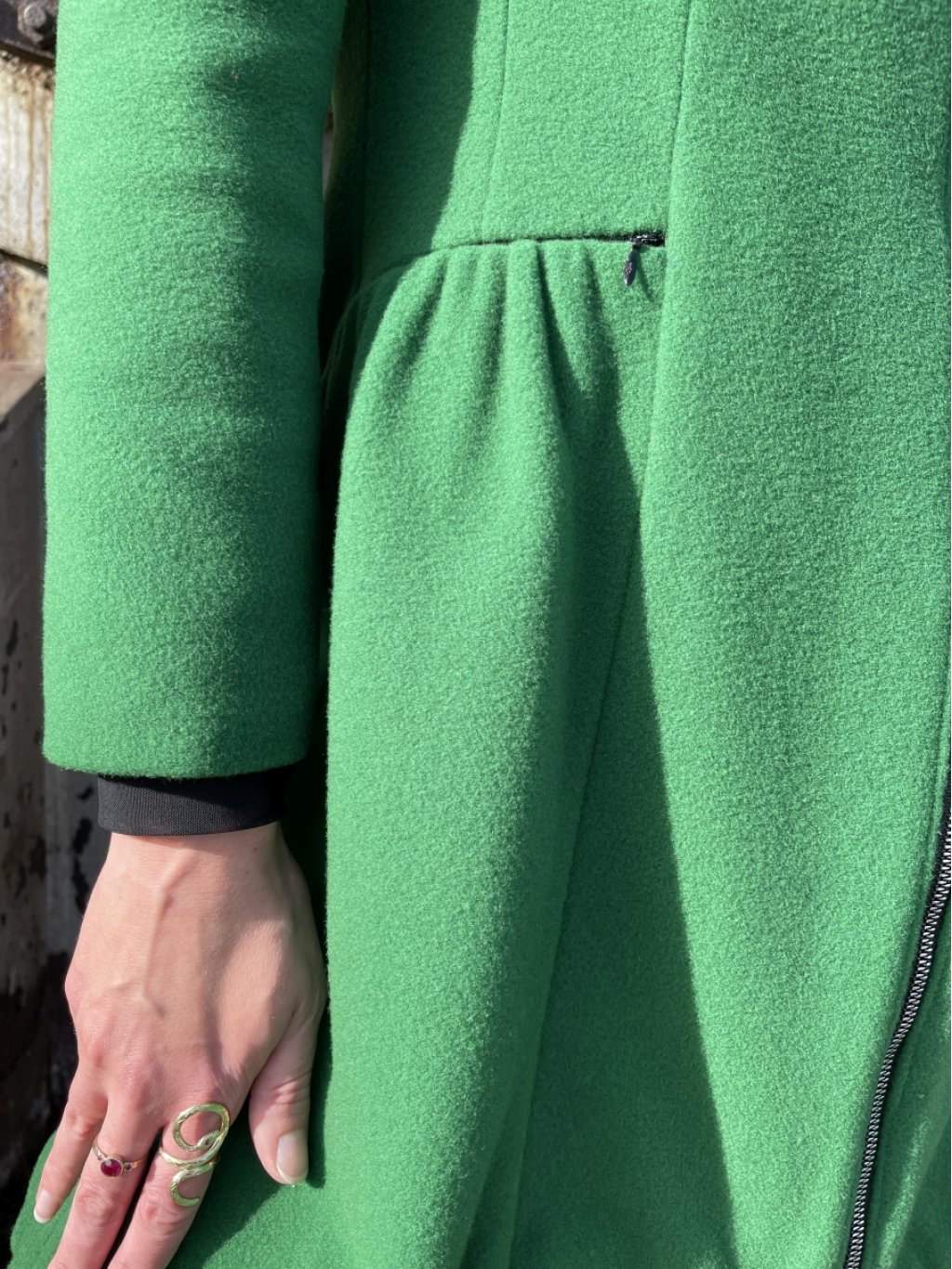 Kabát La Gabriella 5340-229 zelený na zip s kapucí
