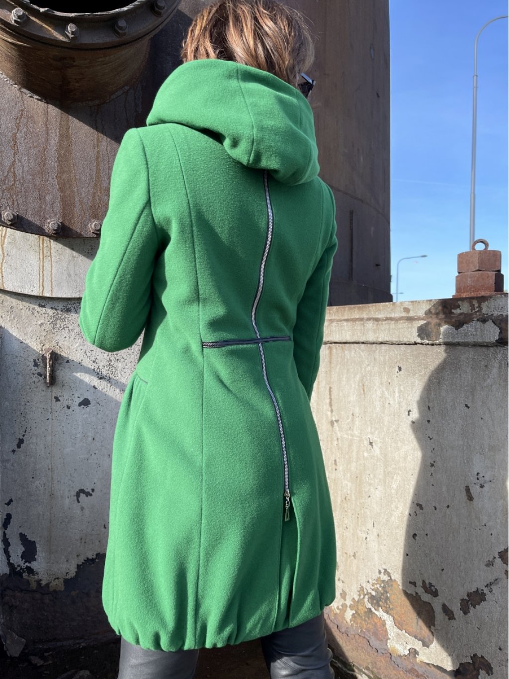 Kabát La Gabriella 5340-229 zelený na zip s kapucí