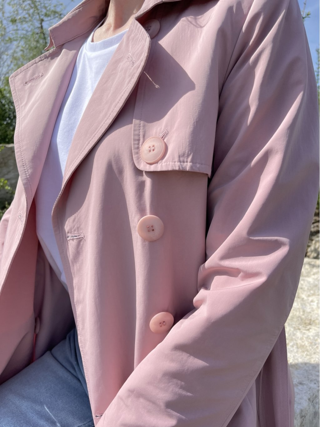 Kabát La Gabriella 5362-682 pudrově růžový trenčkot