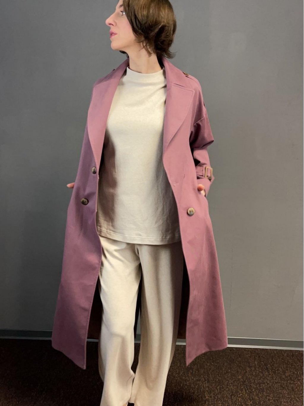Kabát Tova Monte růžovo-fialkový trenčkot